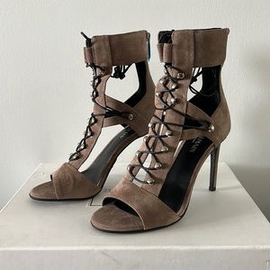 Balmain lace up suede sandals